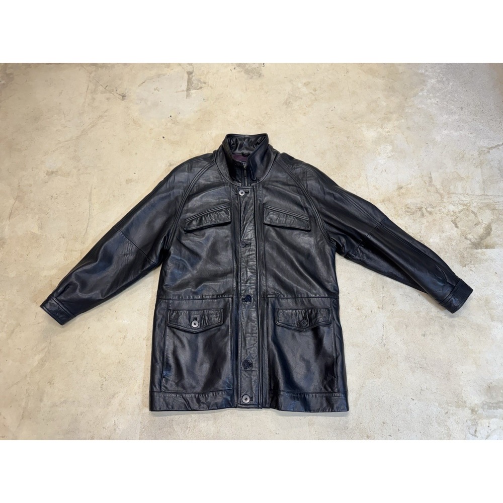 Vintage Ottimo Leather Jacket Men Large Black Lined Moto Rider Designer Bomber